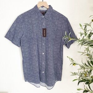 Michael Kors Spring Midnight Short Sleeve Button Down Shirt Large NWT